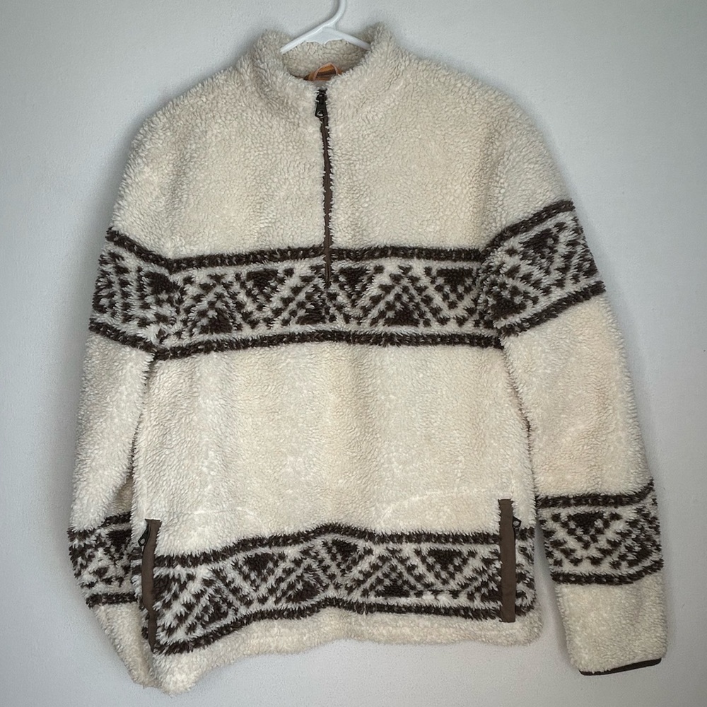 Faherty Brand Unisex B. Yellowtail X Sherpa Long Sleeve Print Pullover, size M